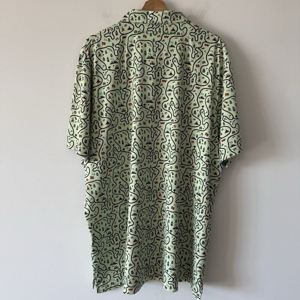 Fore Fathers Men's Golf Polo Shirt 3XL Green Campsite Print Outdoor Nature Dad - Picture 4 of 10